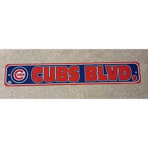 MLB Baseball Chicago Cubs Blvd Plastic Sign 24 x 4 Inches